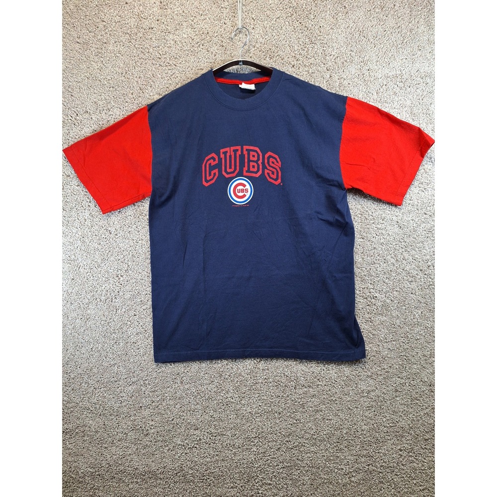 CSA Chicago Cubs T Shirt Large Navy Blue Red Colorblock MLB Baseball Fanwear